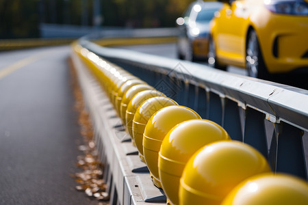 马路护栏黄色的交通护栏背景