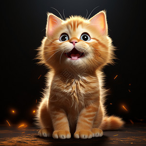 姜猫活泼的小猫插画