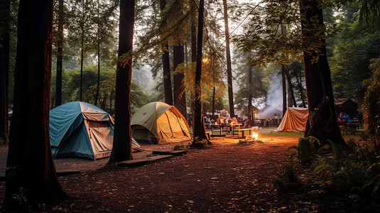 露营搭建的帐篷图片