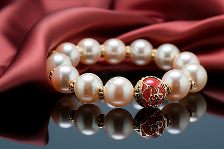 典雅的珍珠宝石手链背景图片