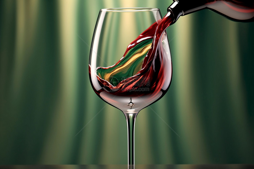 玻璃杯子中可口的红酒图片