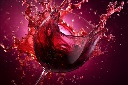 杯子中飞溅的红酒背景图片