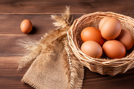 篮子里饭团子篮子里健康的鸡蛋背景