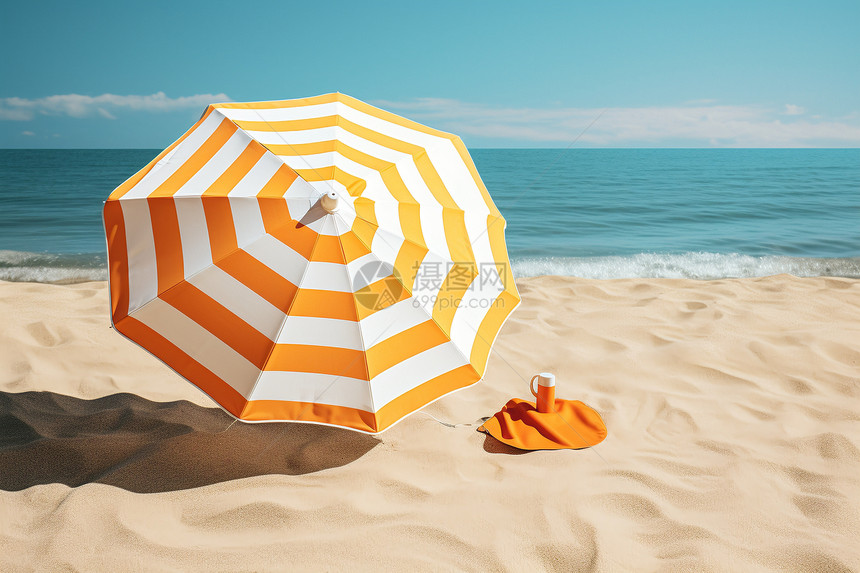 户外海滩上的遮阳伞图片