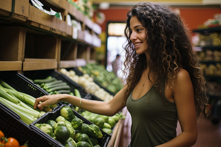 购买蔬菜的女人背景图片