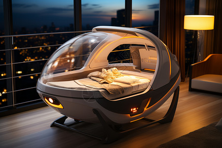 小旅馆未来主义透明球形婴儿床设计图片