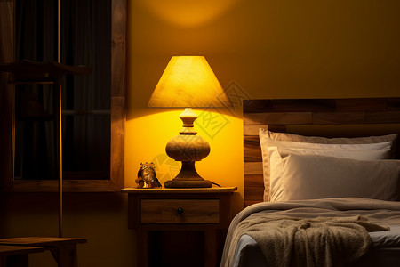 床头柜上温馨的台灯图片