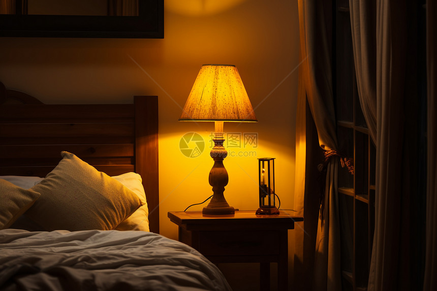 卧室温馨的台灯图片