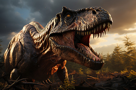 张嘴的巨大恐龙背景图片
