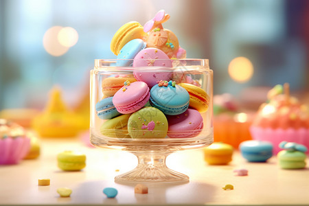 3D糖果马卡龙甜点背景