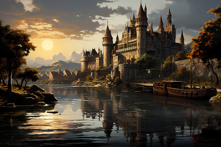 古堡建筑的风景图片