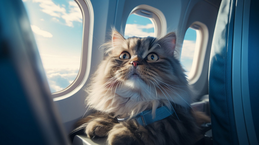 坐飞机的小猫图片