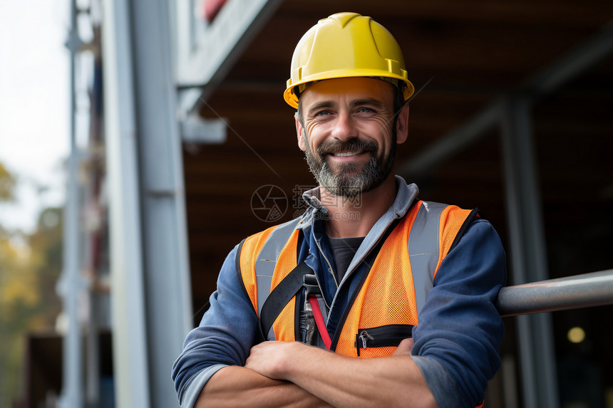 建筑工人的快乐微笑图片