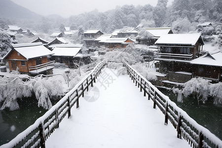 农村的桥和住宅房屋高清图片