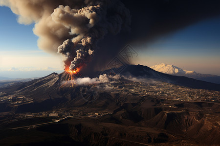 火焰喷发正在爆发的火山背景