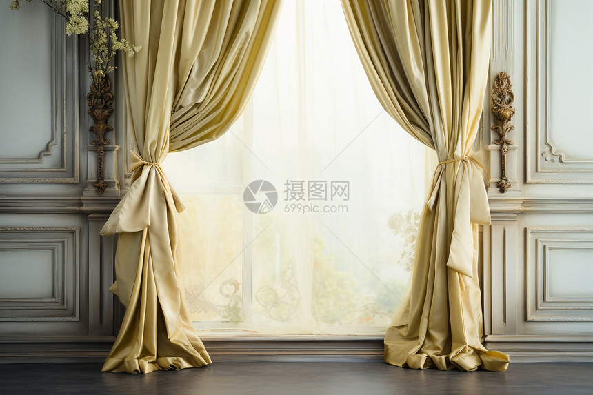 室内的复古窗帘图片