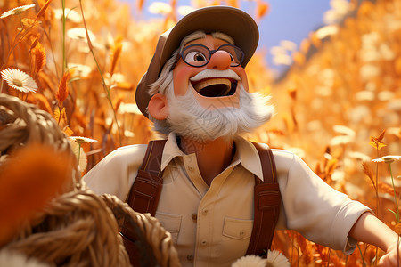 在麦田中的农民背景图片