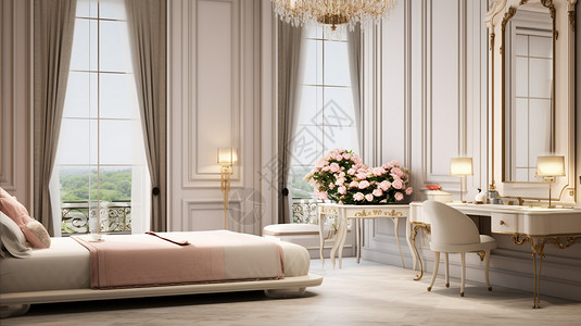 简约时尚的现代卧室背景图片