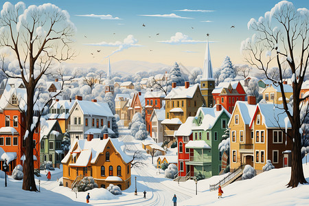 城市冬日美景图片