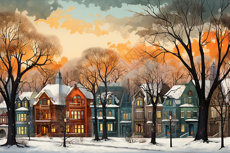 冬日城市雪景图片
