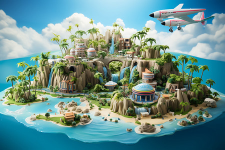 梦幻小岛旅行背景图片