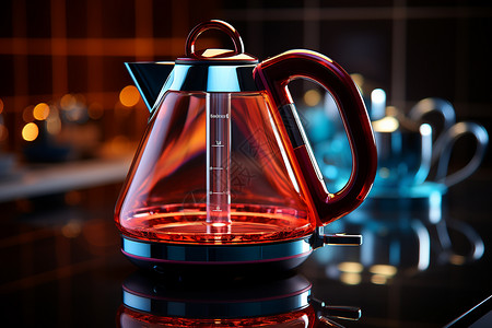 红色玻璃茶壶图片
