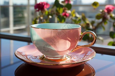 粉色陶瓷茶杯茶具图片