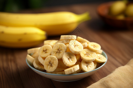 碗中的切片香蕉图片