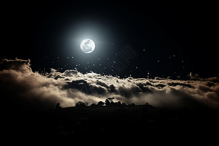 月亮升起在夜空中图片