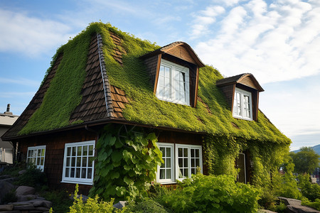 翠绿的房子图片