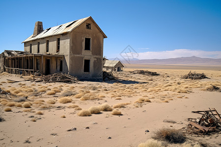 废弃矿山沙漠里的无人区背景
