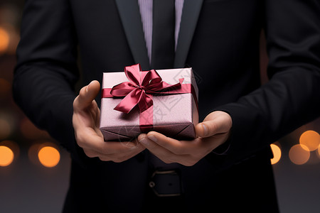 红色蝴蝶结的礼物盒图片