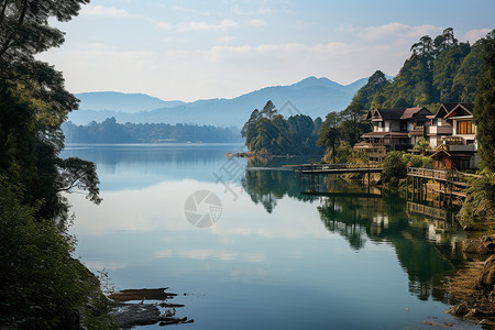 宁静祥和的湖泊背景图片