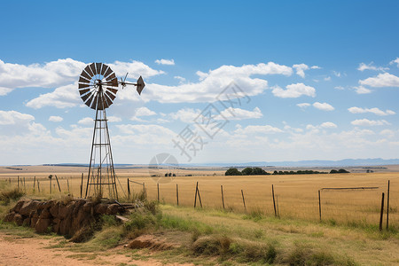 田园风光中的风车背景图片