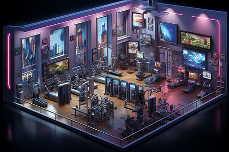 健身房的跑步机背景图片