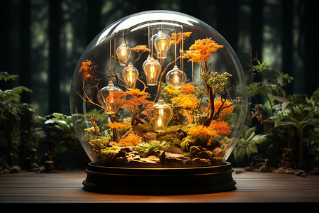 水晶球花瓶和谐的自然元素背景
