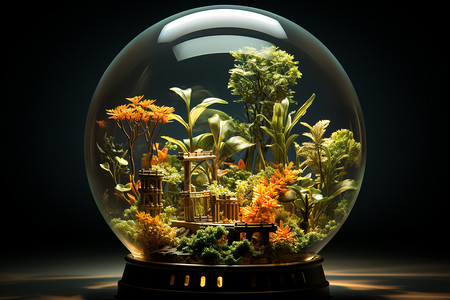 水晶球花瓶科技与自然的完美融合背景