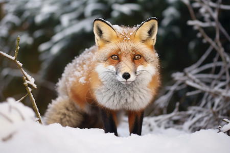 雪地狐狸背景图片