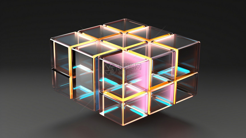 透明三维立方体图片