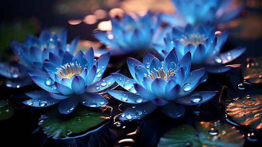 蓝莲花在水上图片