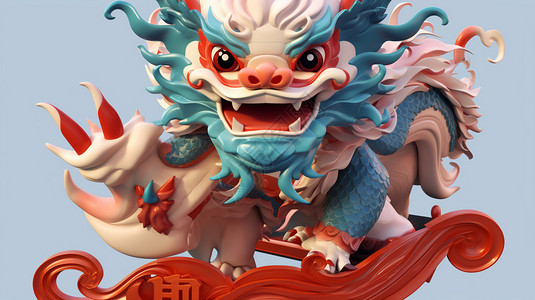 龙标志新年中国龙雕像设计图片