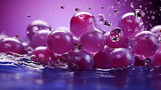 紫红渐变葡萄的泡水饮料插画
