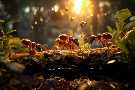 世界蚂蚁素材微观森林世界的蚂蚁背景