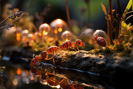凄凉中依然温暖微型景观中的蚂蚁设计图片