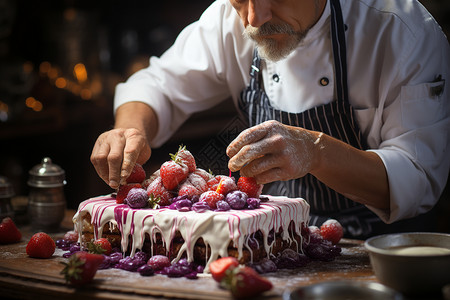 厨师照片艺术品般的精致蛋糕照片背景