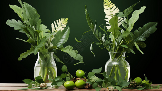 花瓶里的绿色植物图片