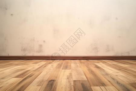 趾压板木质地板与白墙背景