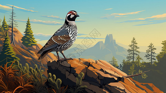帕里奇岩石上的鸟插画