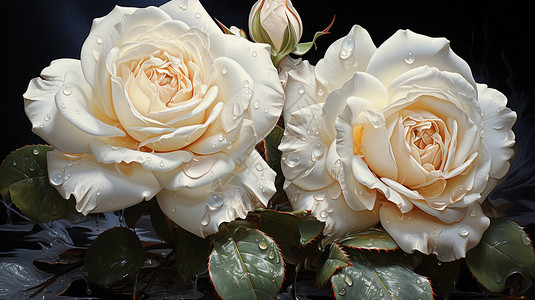 白玫瑰插画背景图片