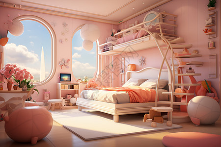 粉色卡通卧室-地产家装图片